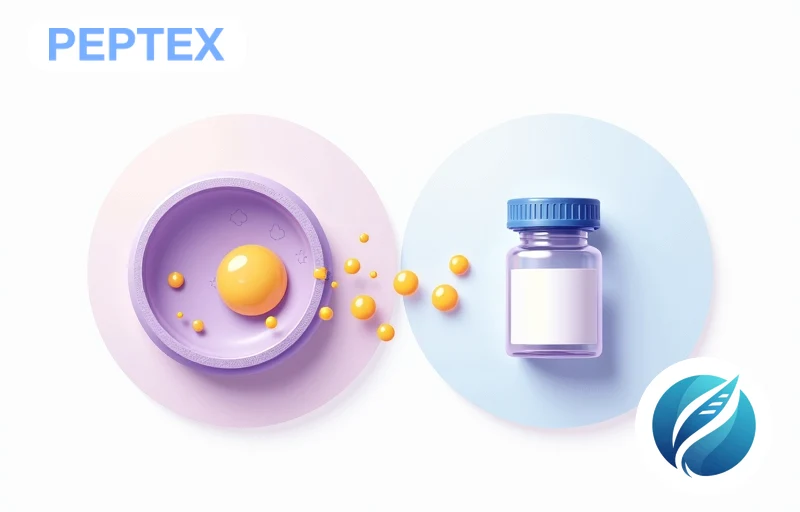 Fat cell diagram with AOD-9604 triggering lipolysis and MOTS-C activating mitochondrial beta-oxidation